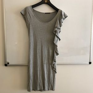 Ella Moss grey knit midi dress w ruffles one side